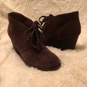 Lucky brand leather wedge booties